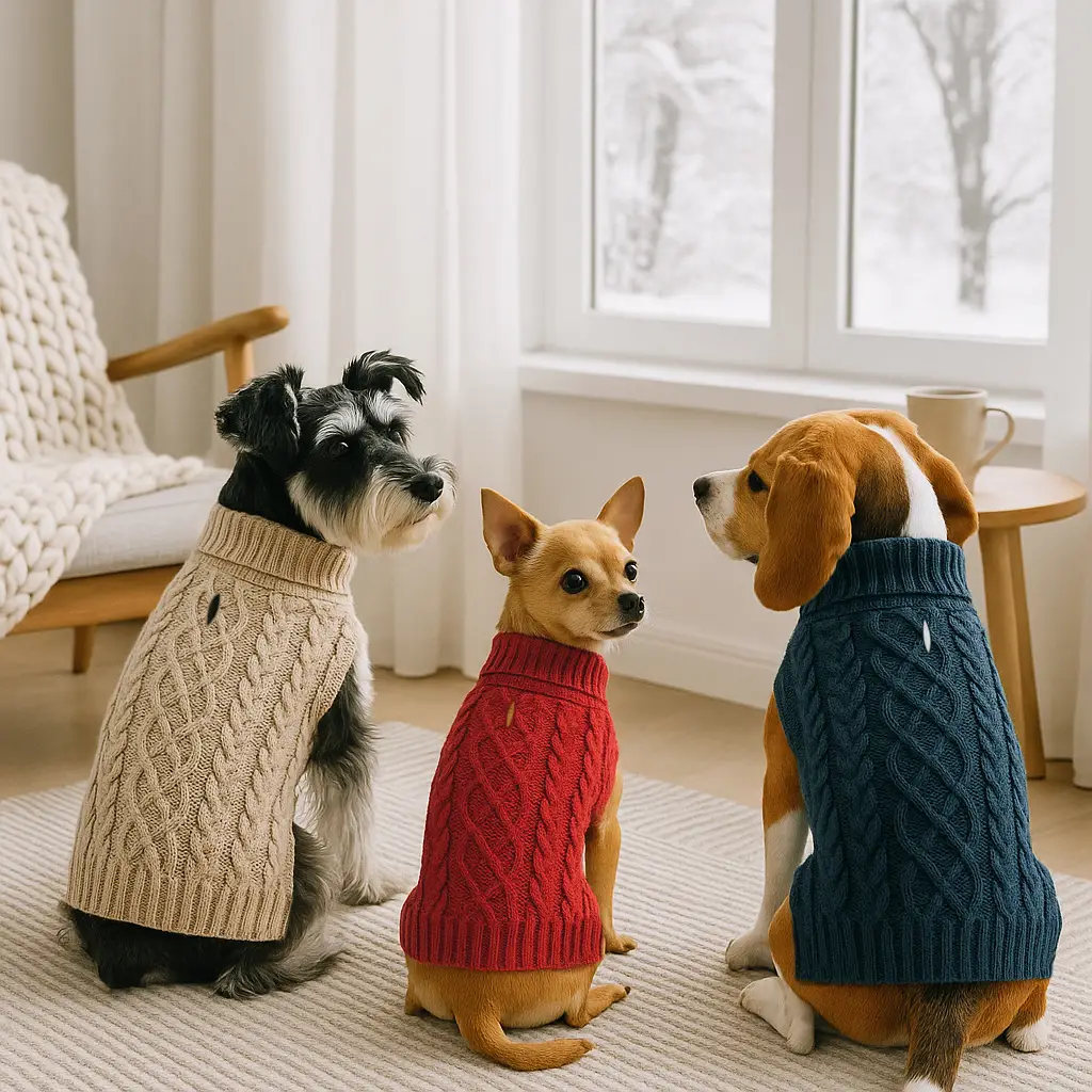 Winter Warm Pet Cloth, Cable Knit Dog Sweater, Classic Pattern Turtleneck Pet Sweater, Soft Comfortable Pet Clothing for Small Puppy, Dog & Cat Clothi