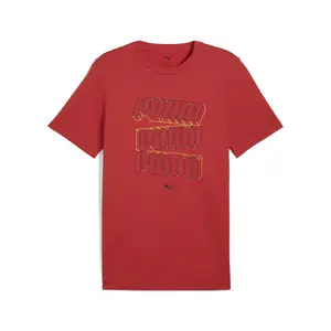 PUMA Mens Essentials Stacked Logo Crew Neck Short Sleeve Casual Tops Casual - Red