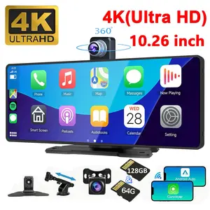 2026 Latest Model 10.26 Inch 4K Ultra HD  Portable Car Stereo with Wireless Carplay screen, Carplay Radio touchScreen,Car Video Player，Vehicle Car Entertainment Player, Gifts for Men, Gifts for Boyfriend, Car Accessories, Men Gifts