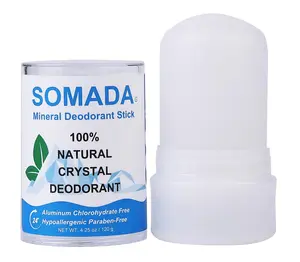 SOMADA Crystal Deodorant Stick for Women and Men, 4.25 oz/120g - 100% Natural Alum Salt Stone Rock - Unscented Mineral Rock