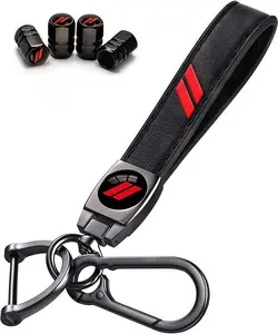 Aluminum Alloy Explosion-Proof Tire Valve Stem Caps & Car Keychain Keyring, Auto Replacement Valve Covers Compatible with Specific Muscle Cars and Sedans