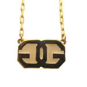 Pre-owned GIVENCHY Brass Small Leather Goods Logo Plate Necklace