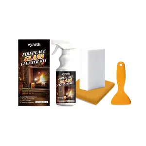 150ml / 5 fl.oz Fireplace glass cleaning kit, easily removes burn residue stains