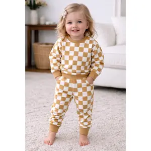 Jogger Sets, Checkered Gold
