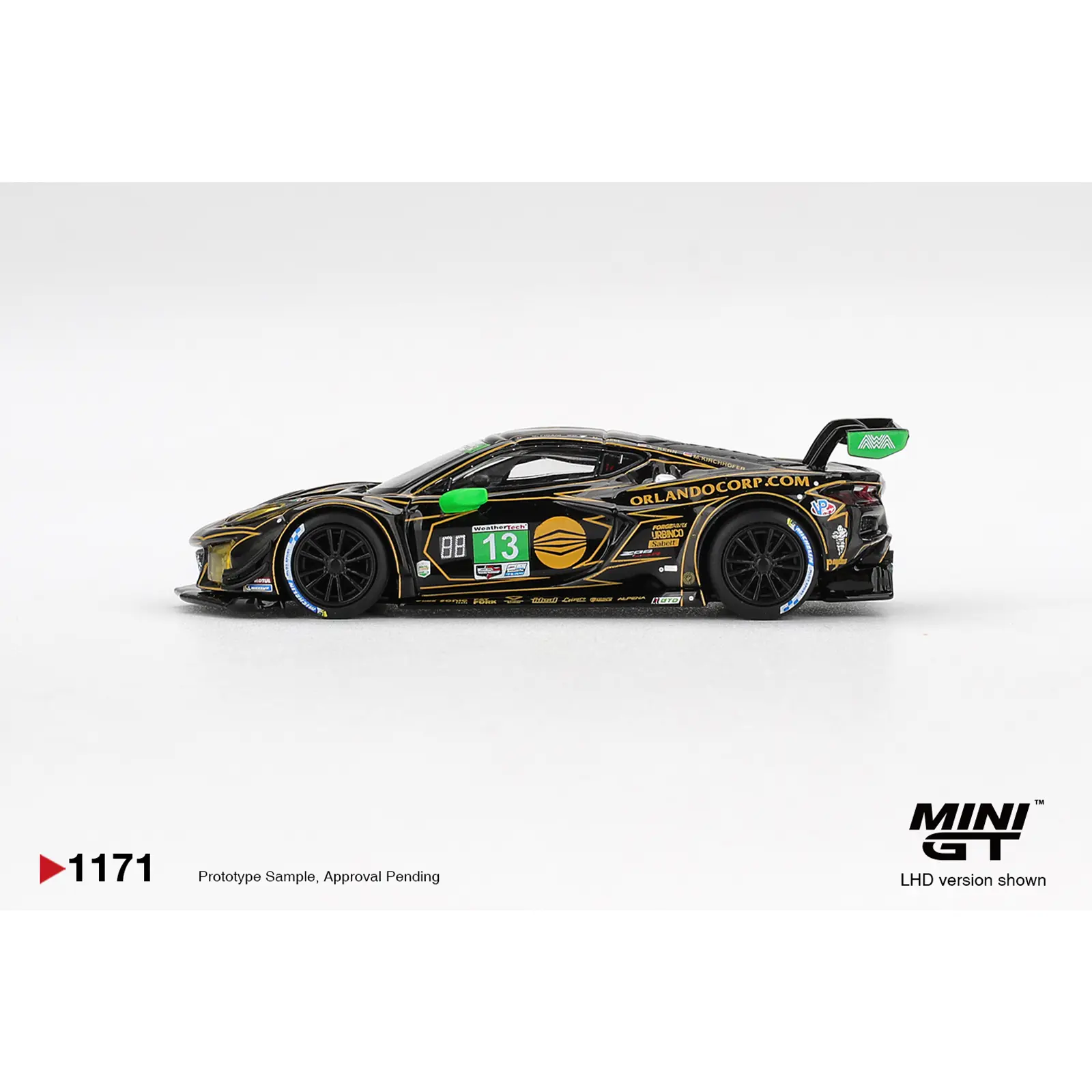 Mini GT Chevrolet Corvette Z06 GT3.R #13 AWA 2025 IMSA Daytona 24 Hrs, 1:64 Scale, Diecast Model Car