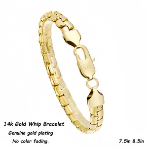 Necklace Figaro Gold-Plated 7mm14k Flat Pearl Chain Bracelet 14k Gold Plating Waterproof Colorfast Scratch Resistant Dense Chain Design Super Sturdy No Need to Remove for Bathing 7.5in 8.5in Sizes