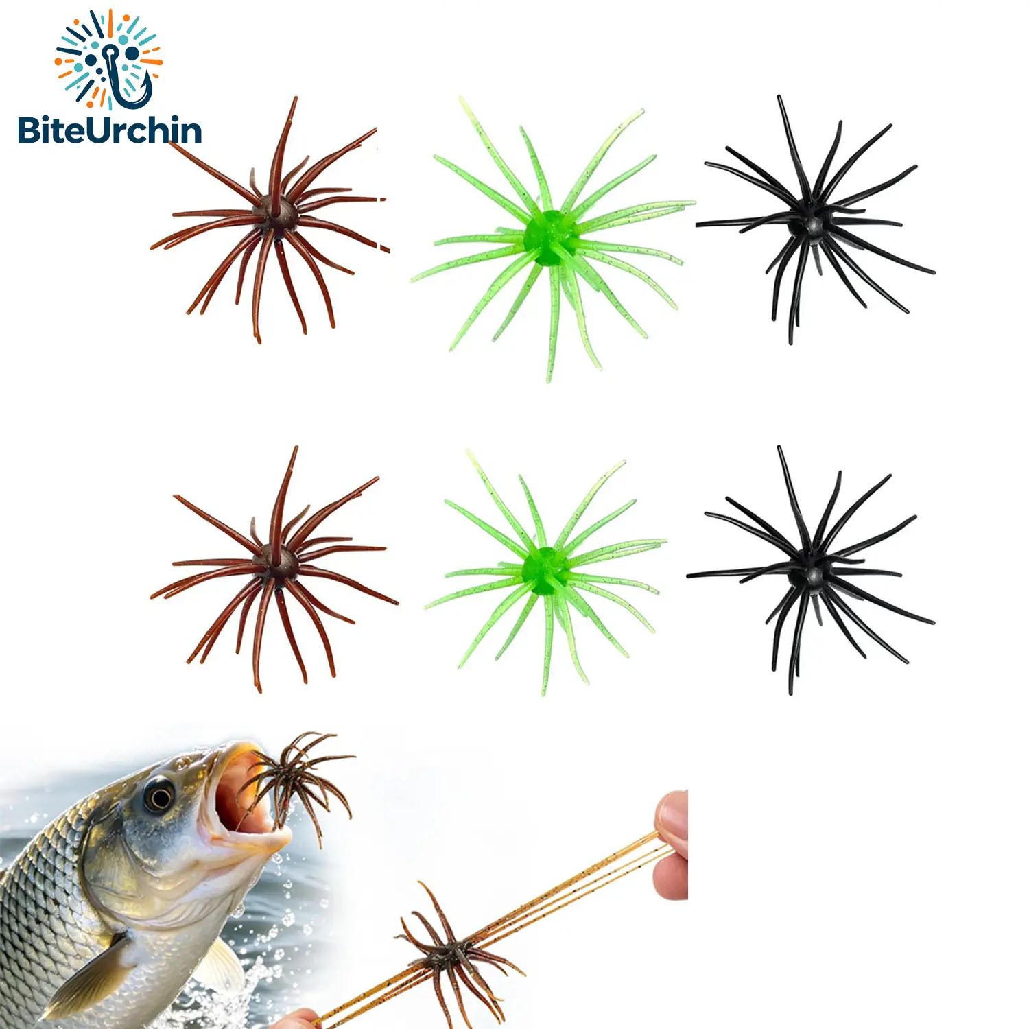Urchin Bait for Bass Fishing Floating TPE Creature Lures -  3.6''/ 4'' /5.1'' Multi-Tentacle Soft Plastic Bait for Bass, Walleye, Pike  Neko Rig bait / Creature bait for bass