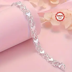 925 Sterling Silver Bracelet - Hypoallergenic, Durable & Perfect For Couples, Everyday Accessory| Bracelet bangle high appearance bracelet popular gift