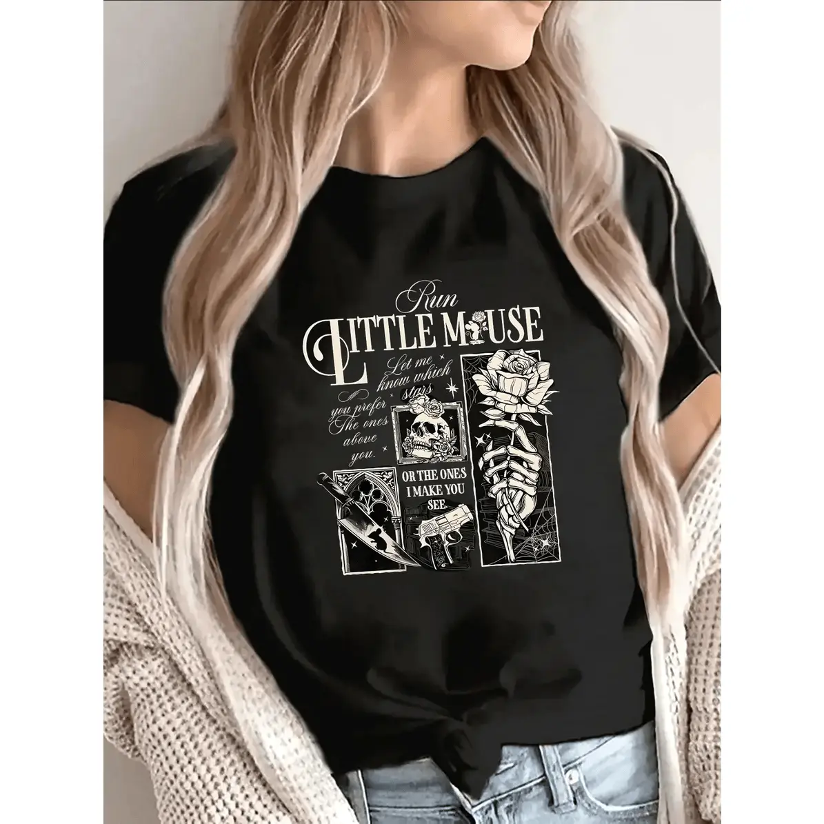 Unisex 'I'm Little Muse' Graphic T-Shirt, a Relaxed Fit Streetwear Style Short-Sleeve Top in Soft Ring-Spun Cotton, Women, Shortsleeve, Tshirt