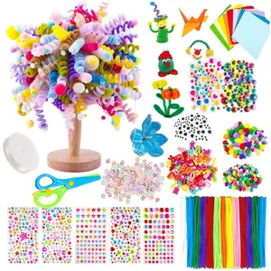 1700+ Pcs DIY Craft Kit Set, Includes Paper Cutting Origami Balls Beads Twister Sticks Safety Scissors Thickened Materials for Gifts