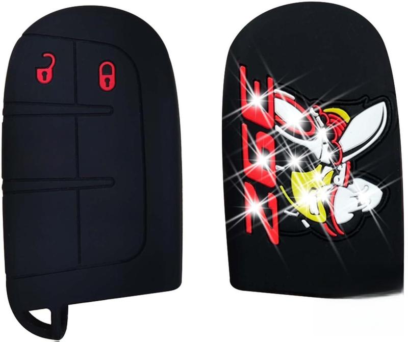 Rubber Smart 5 Buttons Key Cover Fob Case Shell Keyless Protector Jacket Glove Holder for Challenger Charger 392 Scat Pack (for Dodge)