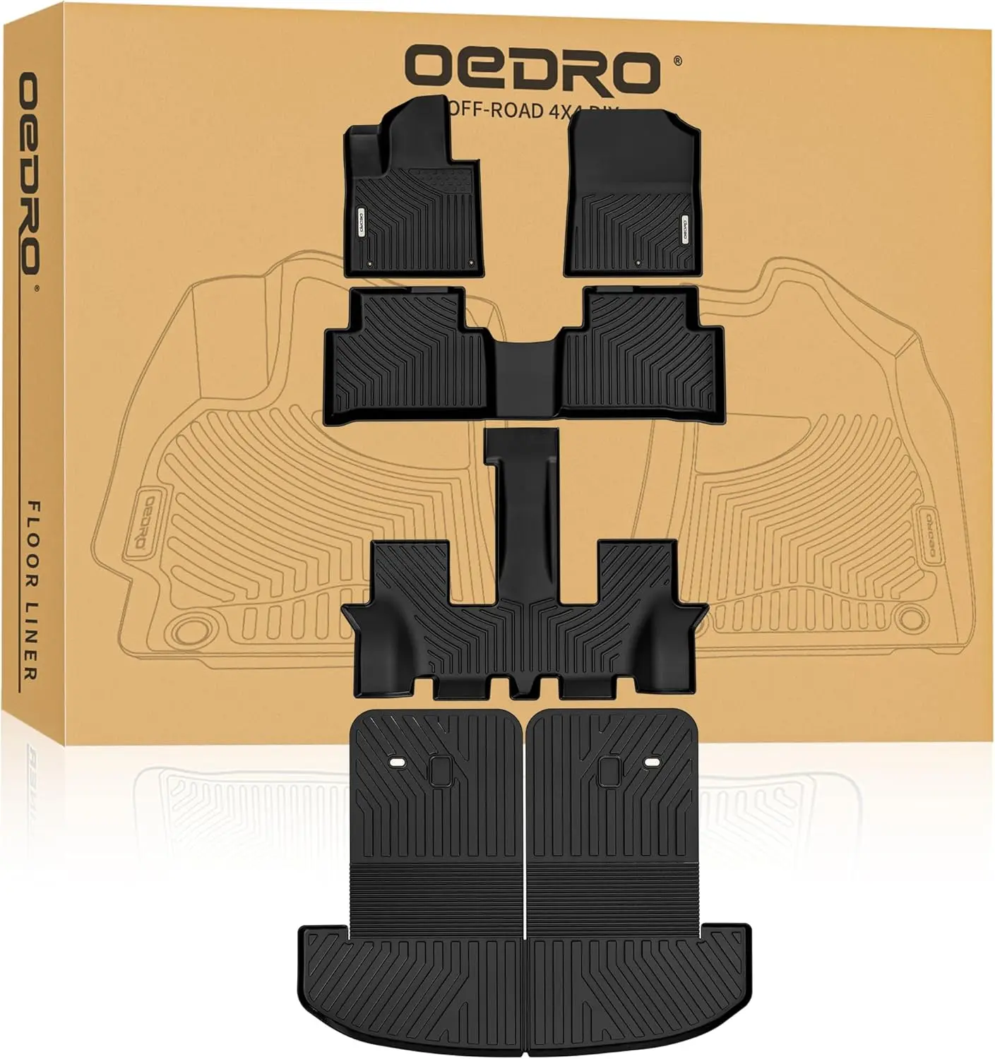 YITAMOTOR Floor Mats & Trunk Mat with Backrest Mat Fit for 2021-2025 Kia Sorento 6&7 Seats(Not for Hybrid), Back Seat Protector for Sorento
