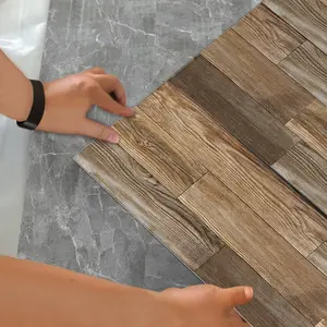 5/10/20 Pcs Imitation Wood Grain Floor Sticker, Self-Adhesive Detachable Vinyl Tile Decals for Kitchen and Bathroom, Oil Resistant Frosted Design, 5.91 * 15.75 Inches, Wood Flooring Tiles