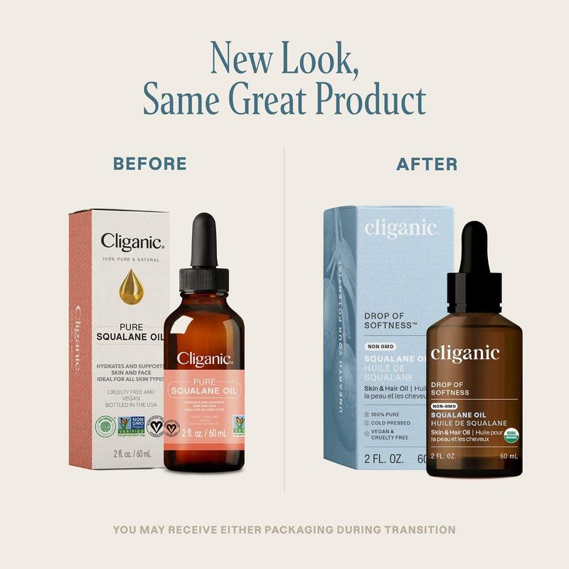 Cliganic Non-GMO Squalane Oil for Skin Repair and Moisturizing - Lightweight Skincare Hydrate Moisturize Moisture Hydrator Comfort