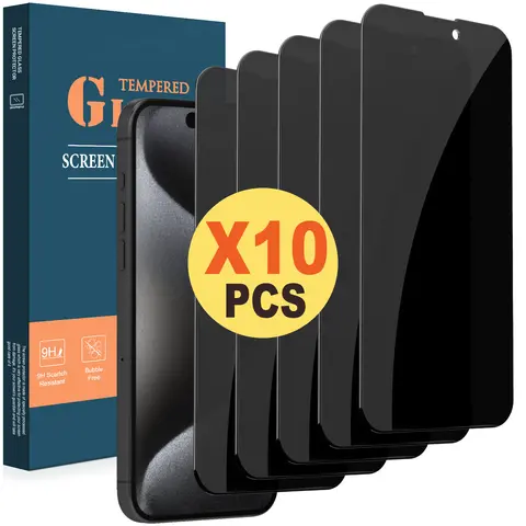 10 Pcs Privacy Screen Protector for iPhone Duo 18 Pro Max 18 17 16 15 14 13 12 11 XR XS MAX, 9H Anti Spy Private Tempered Glass Film, Anti-Scratch