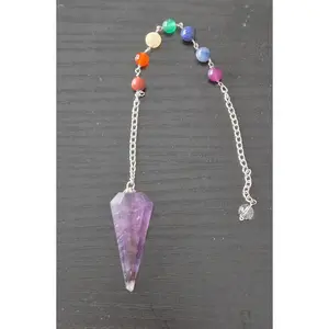 Amethyst Pendulum with Chakra Gemstone beads