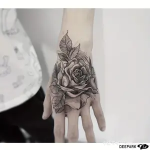 6 large herbal tattoo stickers, including 1 rose element and 5 random styles, lasting 7-15 days, waterproof and durable, realistic effect, suitable for people who are afraid of pain and don't want tattoos