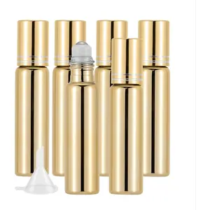 6 Pack 10ml Glass Roller Bottles for Essential Oils, Perfume Vials with Stainless Steel Rollerball, Refillable Empty Bottles ()
