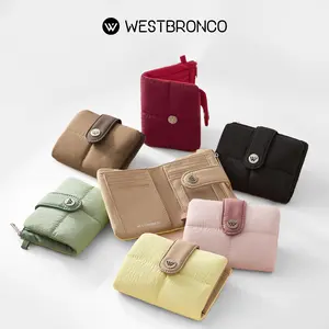 [Mother's Day Gift]WESTBRONCO Minimalist Wallets for Women Fashion Coquette Card Holder for Daily Use, Puffer RFID Short Wallet for Teen Girls, Coin Purse with ID Window&Zipper Pocket&Card Slots Casual Style Gift for Her TikTokShopStockUp summervibes