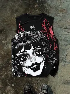 Dark Style Axe Doll Print Sleeveless Tank Top