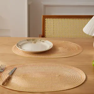 4PCS Oval Table Placemats Braided Woven Place Mats Washable Heat Resistant Table Mats for Dining Table  Wedding Party Home Lightweight