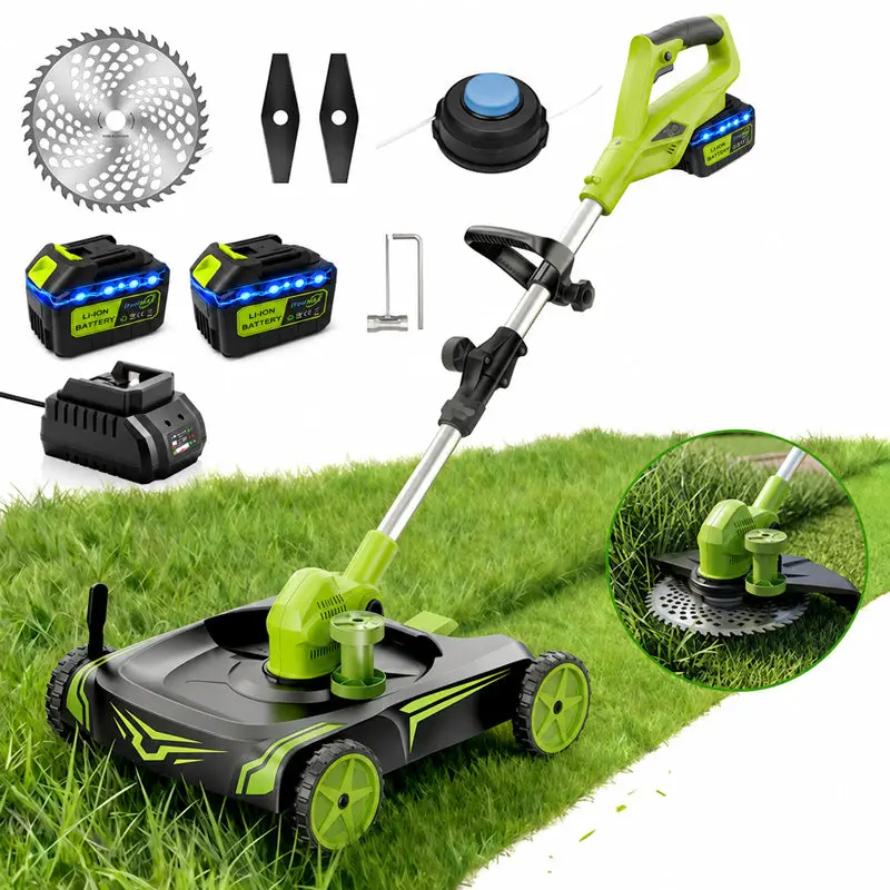 iTOOLMAX 12-In Cordless Electric Grass Trimmer - Garden Lawn Weed Control Tool with Removable Base and Detachable Wheels