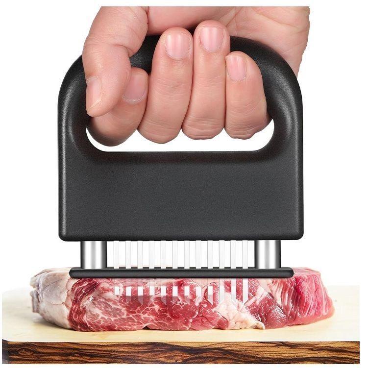 Stainless Steel 48-Pin Tenderizer with Auto Rebound Quickly Tenderizes Meat Sous Vide Tool for Beef Tenderloin Chicken Wings