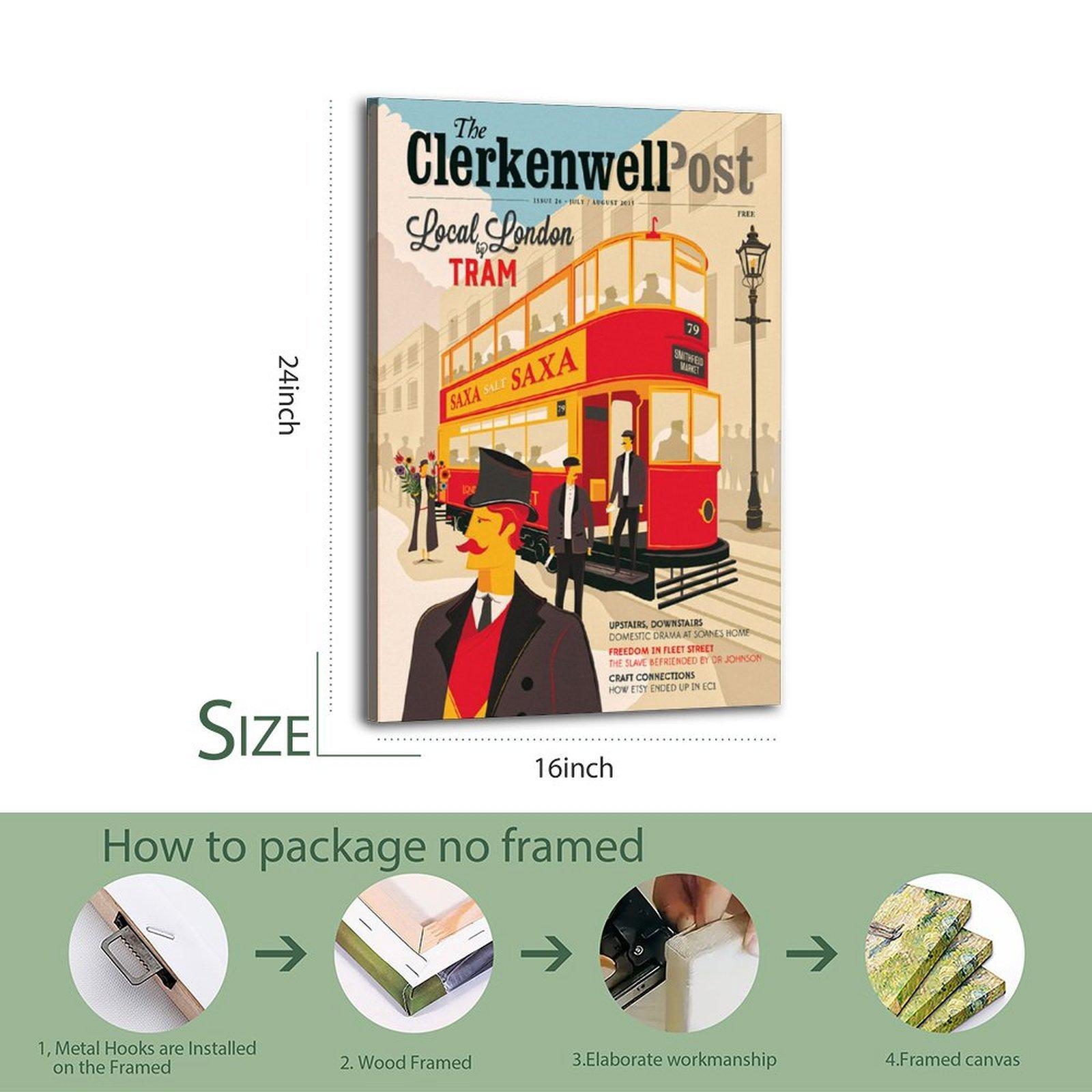 Vintage Poster Clerkenwell Post Poster Decorative Painting Canvas Wall Art Picture Print Modern Family Bedroom Decor