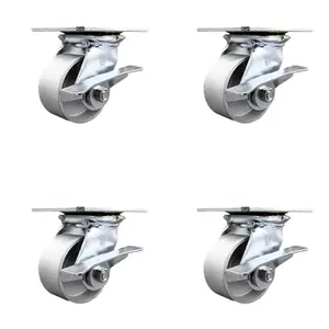 Service Caster SCC-35S420-SSB-SLB-4 Heavy Duty Metal Ball Casters for Dollies, Drywall Carts, Equipment - Large Top Plate Semi Steel Cast Iron Swivel Design, Maintenance-Free Bearings, 4x2 in. Silver Wheels, 4000 lbs Total Capacity, Set of 4