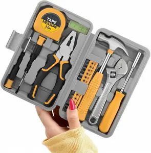 20-Piece Basic Tool Kit – Compact Household Tool Set with Mini Toolbox for Home Repairs & DIY (Yellow)
