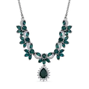 Premium Grandidierite and Moissanite 4.65 ctw Necklace in Rhodium Over Sterling Silver 18 Inches Christmas Gifts