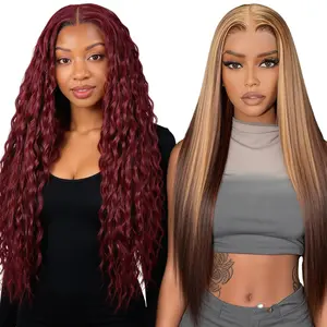 [Blend] Buy 1 Get 1 Free Exclusive Offer | 180% Density Blended Human Hair Lace Front Wig Transparent Lace #99J CornSilk Wig & #P4/27 Straight Wig #SummerVibes