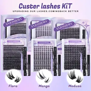 ANJOSIRMA Lash Clusters Kit with Long-lasting Lash Bond and Seal,Tweezers and Remover for DIY Eyelash at home for Natural Makeup girl gifts Diy Lash Extension