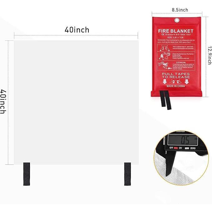 Emergency Fire Blanket - 4 Pack - Fiberglass Fire Suppression Blanket for Kitchen, 40" x 40" Fire Blanket for Home，easy to use fire extinguisher alternative