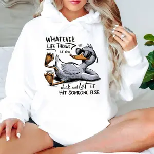 Whatever Life Throws At You Funny Sarcastic Shirt, Funny Duck T Shirt, Snarky Retro Tee, Funny Adult Gift, Sarcastic Sayings Tshirt , Unisex Sweater Pullover Tee