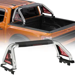 Stainless Steel Roll Bar for Mid-Size Truck, Adjustable Roll Cage Sport Bar Chase Rack for Toyota Tacoma, Tundra, for Ford Ranger, for Jeep Gladiator JT, for Nissan Frontier, Titan