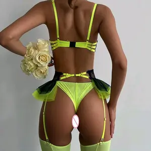 Neon Ruffled 5 piece lingerie Set