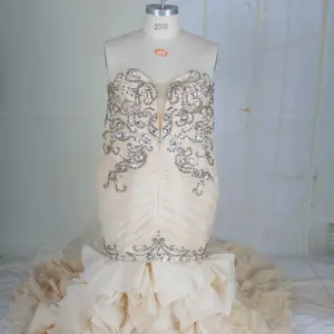 Darius Cordell - Strapless Plus Size wedding Dress in champagne color with bling