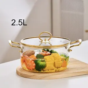High borosilicate glass pot, binaural pot, Kitchen Pots, saucepan, household gas soup pot, large capacity, high temperature resistance, microwave oven pot, Cookware