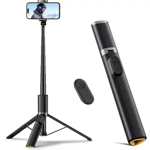 63" Cell Phone Selfie Stick Tripod, Portable Tripod for iPhone with Wireless Remote, Extendable Smartphone Stand, All-in-1, Compatible with iPhone/Android