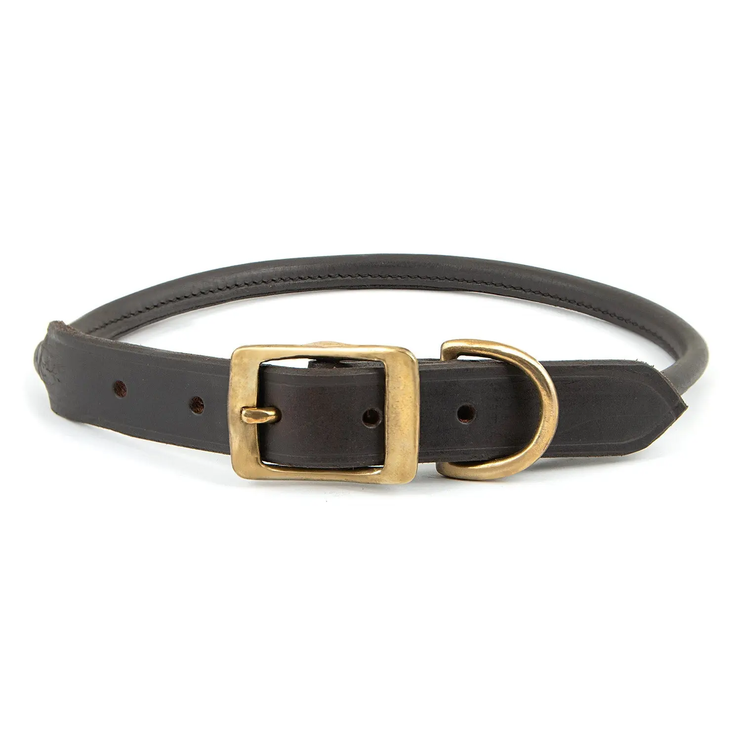 Jeffers Rolled Leather Dog Collars with Brass Hardware Jeffers Rolled Leather Dog Collars with Brass Hardware