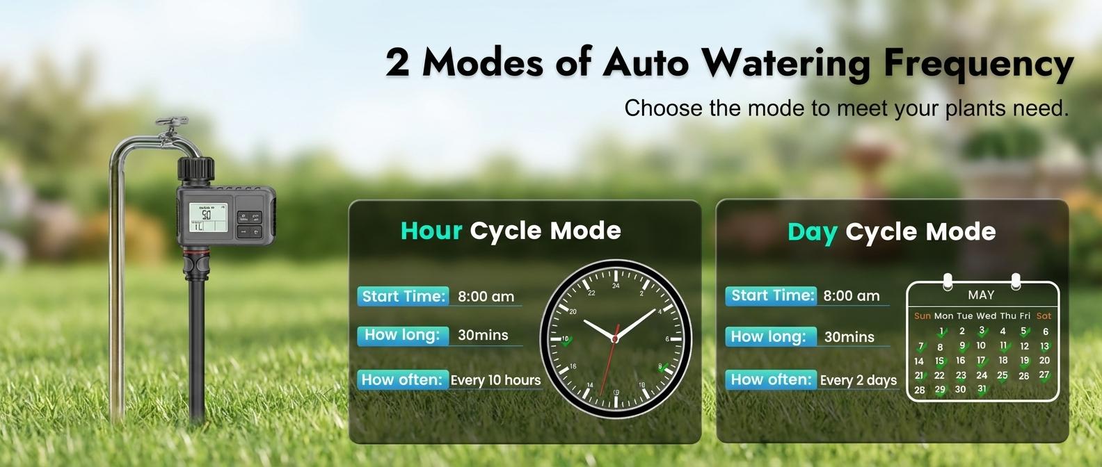 Zone Outdoor Hose Timer | Water Timer for Garden Faucet with Auto/Manual/Rain Delay Mode, Programmable for Lawn, Yard, Irrigation System, Metal, US 3/4" Pipe Diameter, No Electricity or Battery Needed