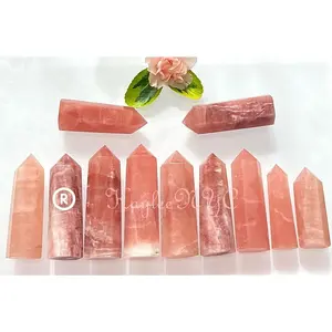 Wholesale Lot 2 Lbs Natural Strawberry Calcite Obelisk Tower Point Crystal Energy