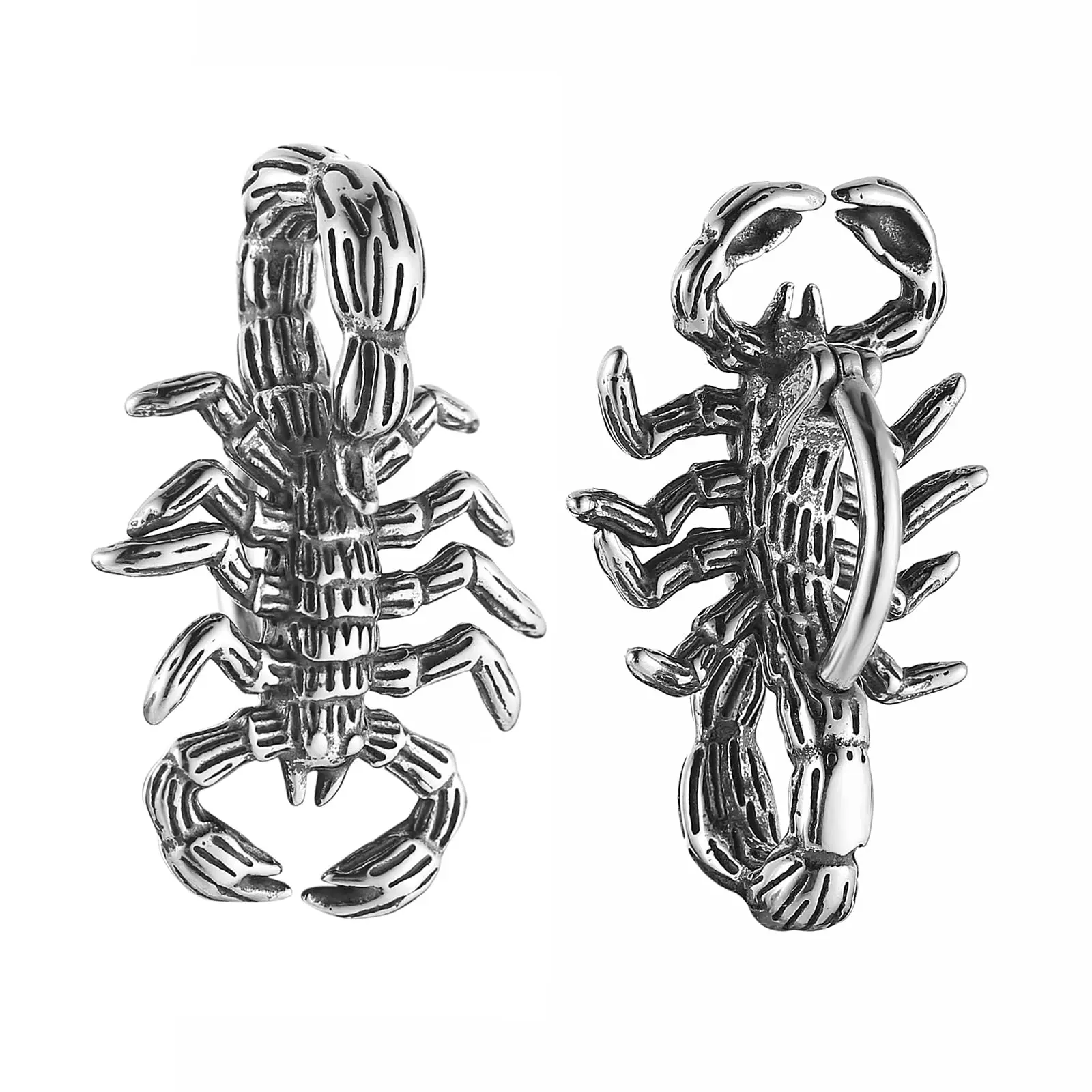 HZMAN Clicker Belly Button Ring for Women 316L Surgical Steel Scorpion Belly Rings Gothic Reverse Navel Rings Body Belly Piercing Jewelry