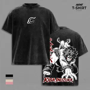 Kiba Inuzuka Graphic Tee, Vintage Washed Anime Shirt, Unisex Streetwear, Gift for Naruto Fans