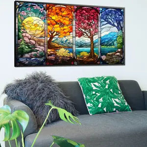Large Diamond Painting Kit 39.37x19.7 Inches, Four Seasons Theme, DIY Round Full Drill Art Set, Home Wall Decor Gift for Mother's Day, Christmas