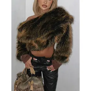 Trendy short hair creative asymmetric shoulder top, fashionable solid-color streetwear, perfect for autumn and winter styles