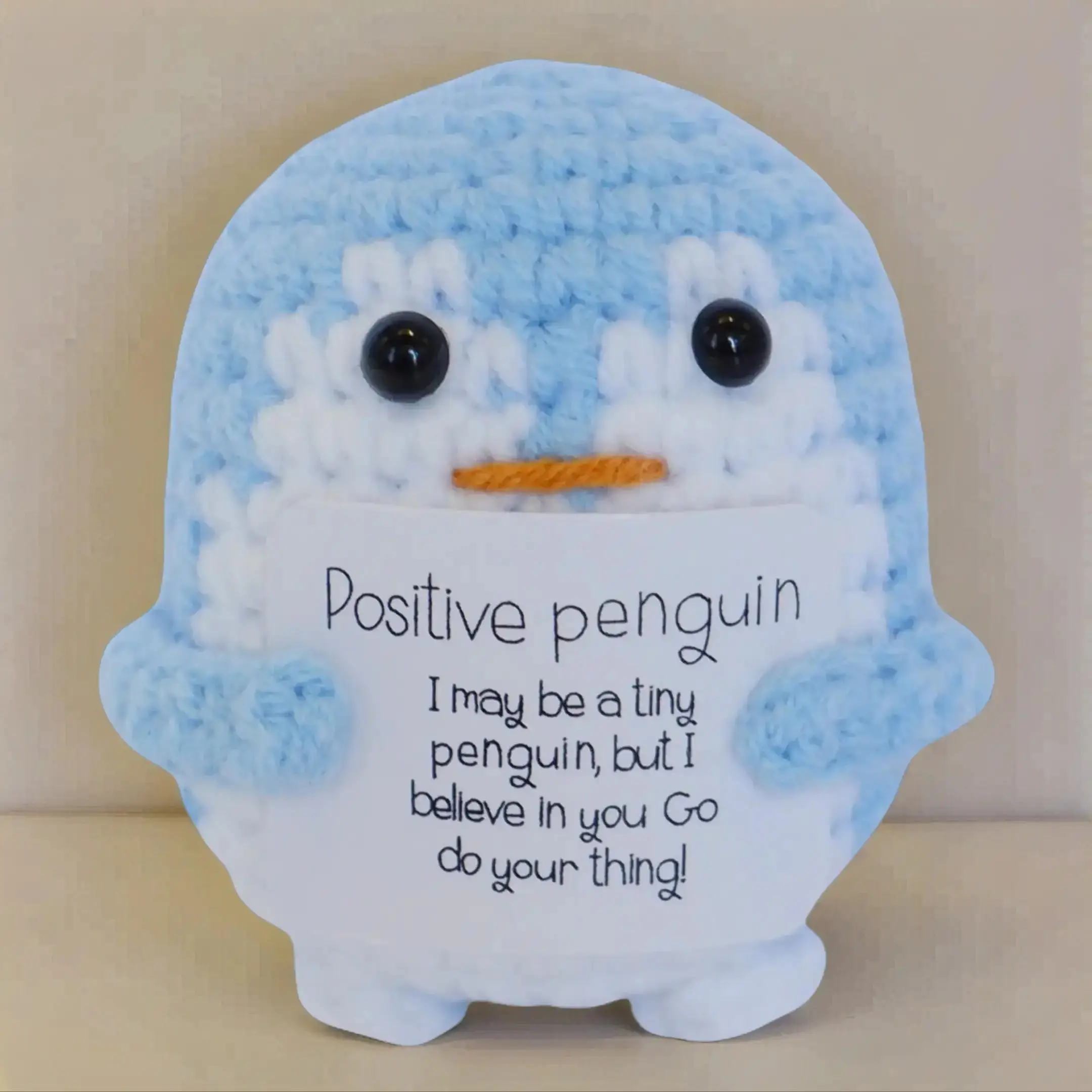 Cute Penguin Design Crochet Ornament, Knitted Penguin Toy with Emotional Support Card, Creative Cute Crochet Ornament for Car Decoration, Bag Pendant,