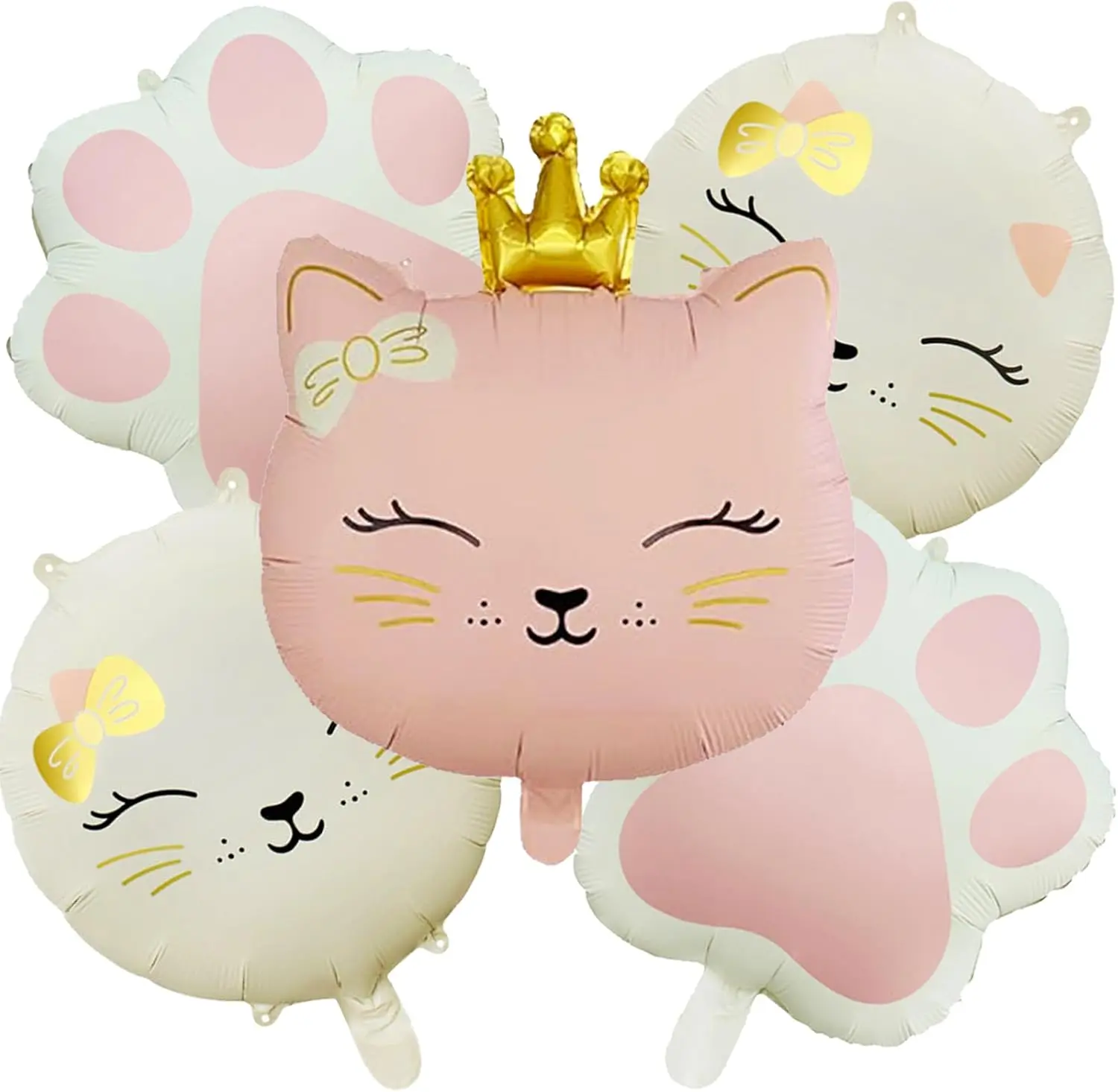 5 count  Foil Balloon  Paw Birthday Party Supplies Cute Crown Kitten Pet  Themed Birthday Party  Shower, Wedding Themed Party DecorationsPink, Cream White