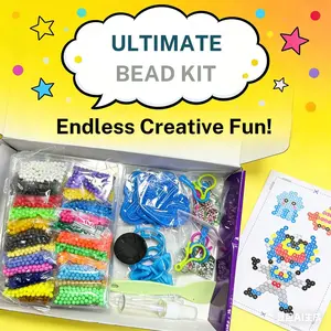 DIY Bead Puzzle Kit Set, Fun Educational Toy for Kids, Develop Focus Skills, Multi-Color Templates, Home Leisure Play